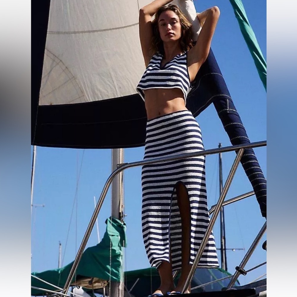 Free People Bailey Striped Navy and White Two-Piece Set NWOT